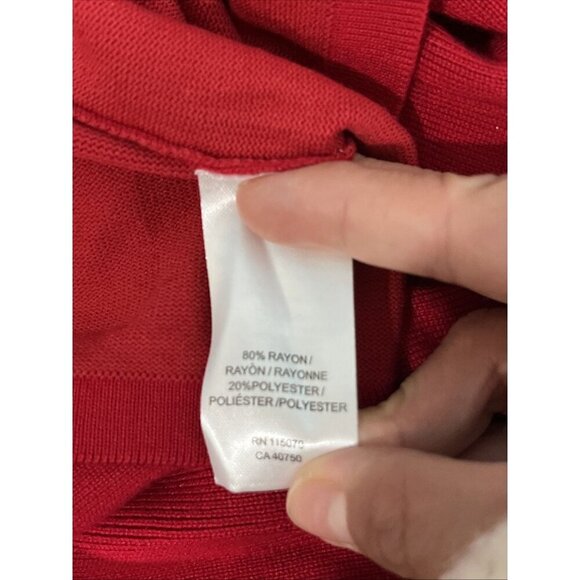 Birch NY Wrap Dress Size M Red Tie Waist Sweater Knit Holiday Christmas Cocktail - Picture 7 of 8